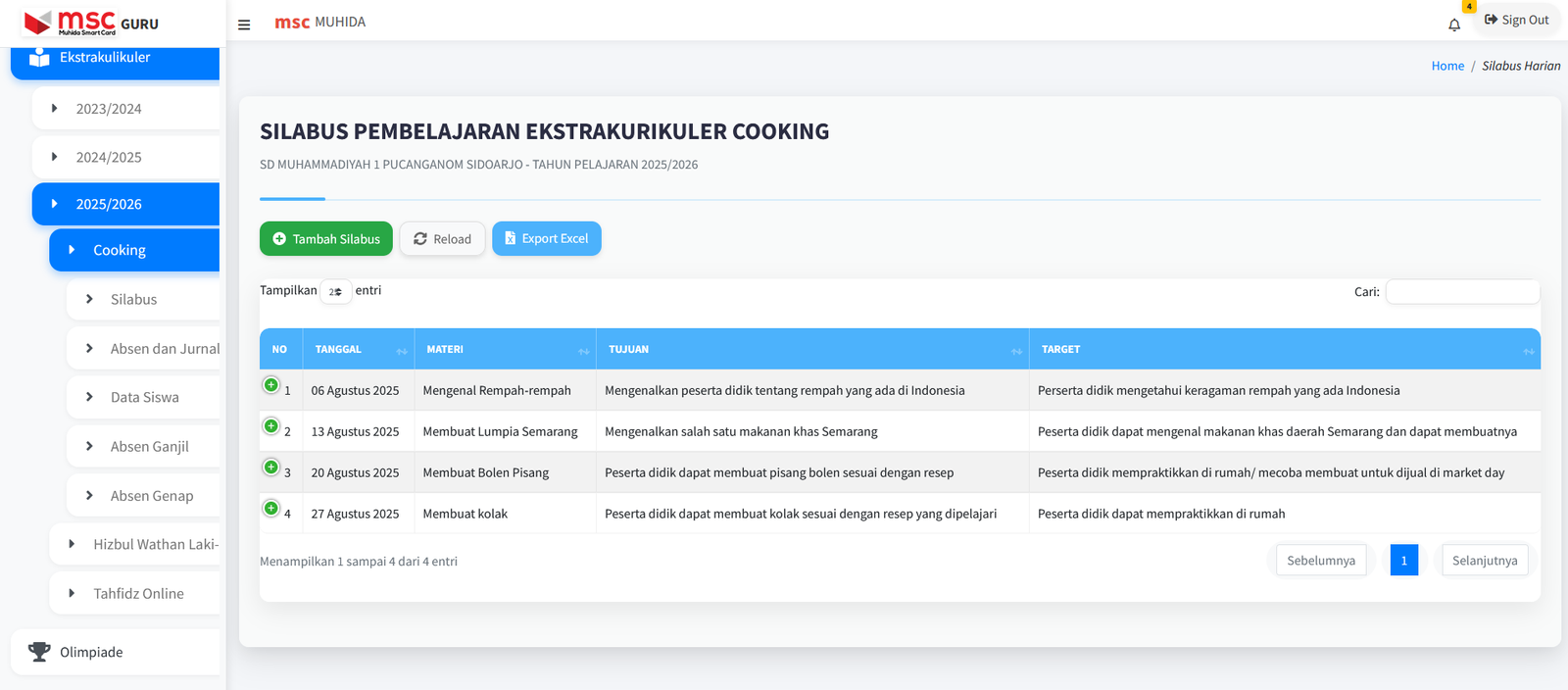 Sistem Ekstrakurikuler