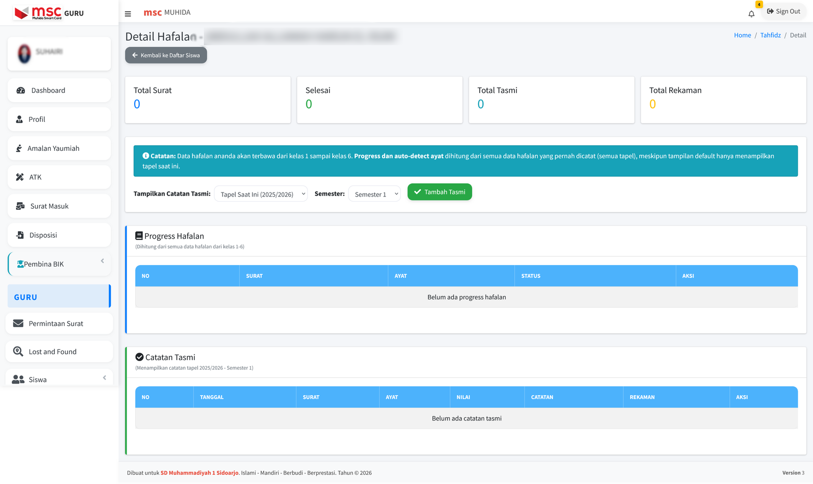 Sistem Tahfidz & BTQ